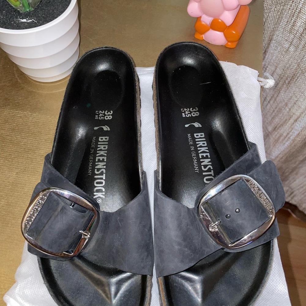 Birkenstock Black Madrid Bug Buckle Sandals Sz 38